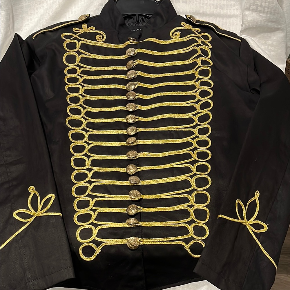 RoRox Black Napoleon Military Style Jacket with Gold Accents